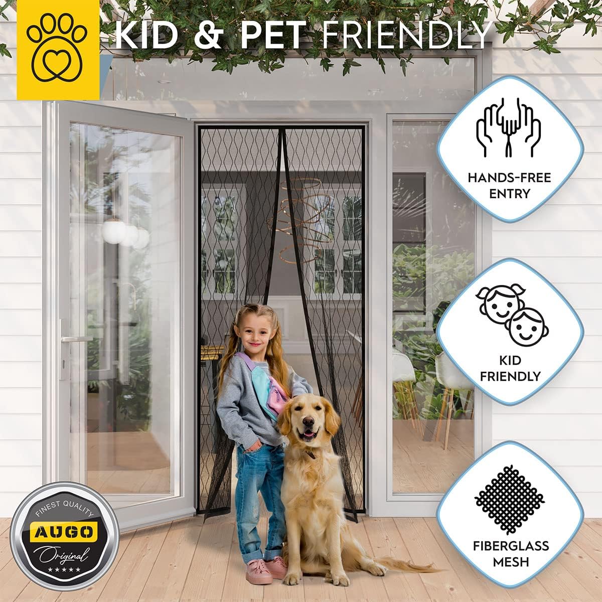 Thumbnail 5 de AUGO Magnetic Fibreglass Design Screen Door – Self Sealing, Heavy Duty, 38" x 83