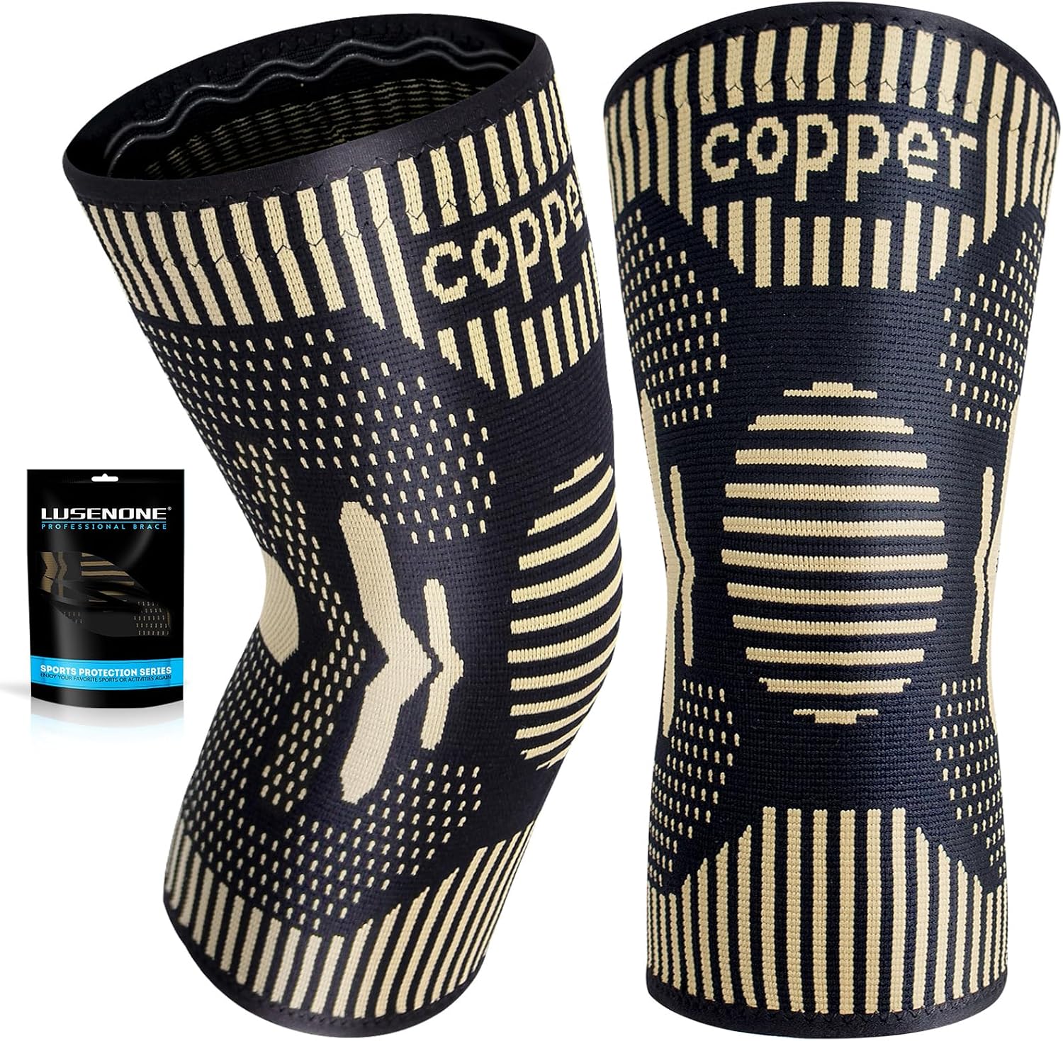 Detalle de Copper Knee Support 2-Pack compression sleeve for pain relief