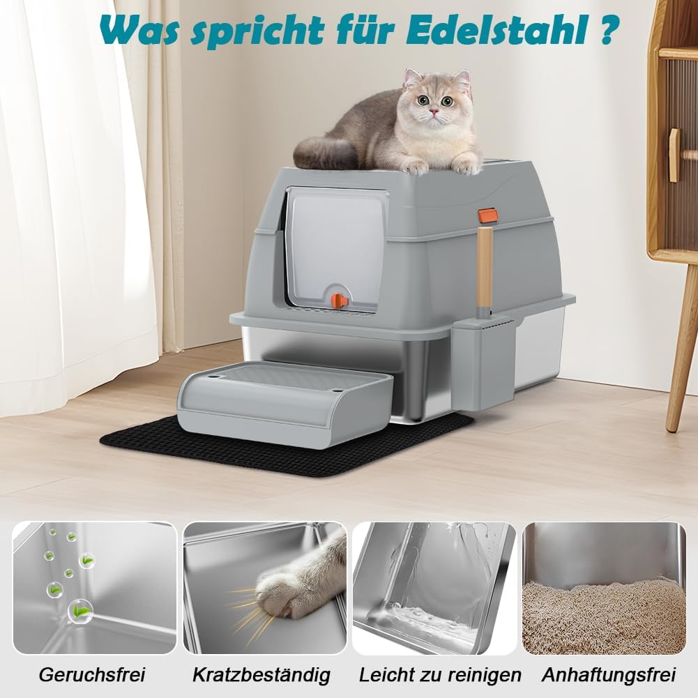 Detalle de SZEETECH Katzenklo Edelstahl XL 60x40x39,5