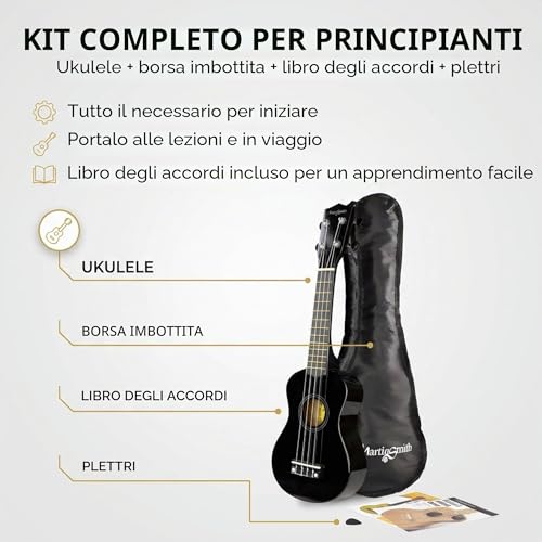 Detalle de Martin Smith Ukulele Soprano 21" Starter Set Nero: l’ingresso giocoso nel mondo della musica