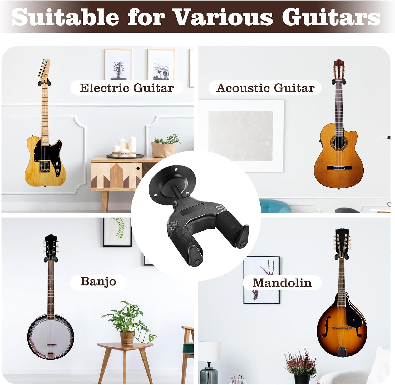 Thumbnail 6 de OTraki Colgador de Guitarra para Pared con Bloqueo Automático | Soporte duradero para Guitarra, Bajo, Mandolina y Violín