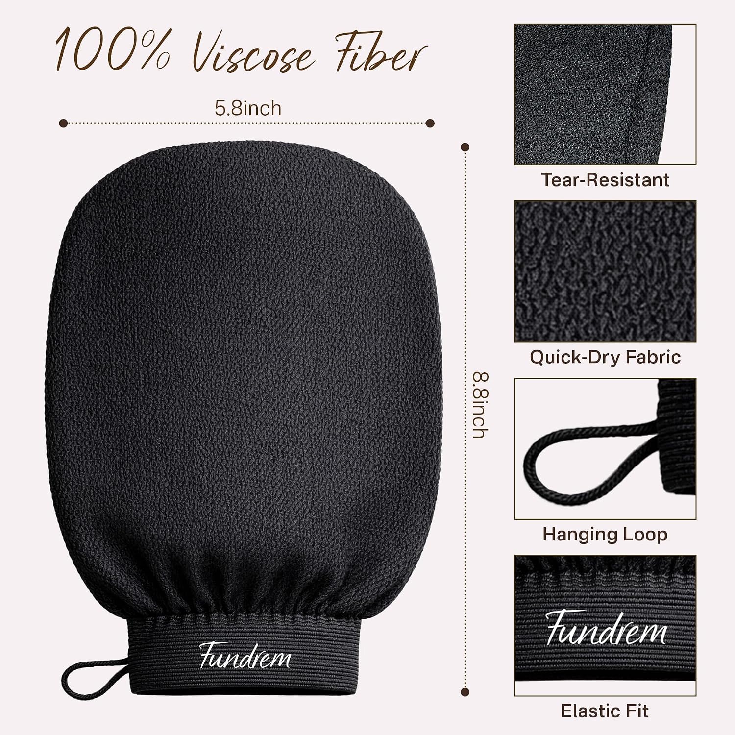 Thumbnail 5 de Fundrem Korean Exfoliating Gloves, 2-Pack, 100% Viscose Rayon Kessa Mitts