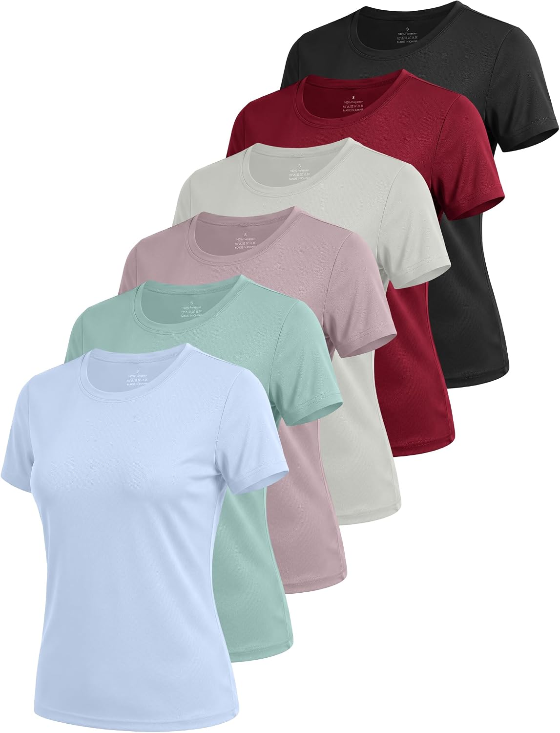 Thumbnail 6 de 6-Pack Women’s Short Sleeve Workout Tops with UPF Sun Protection, Quick-Dry Crew Neck Tees