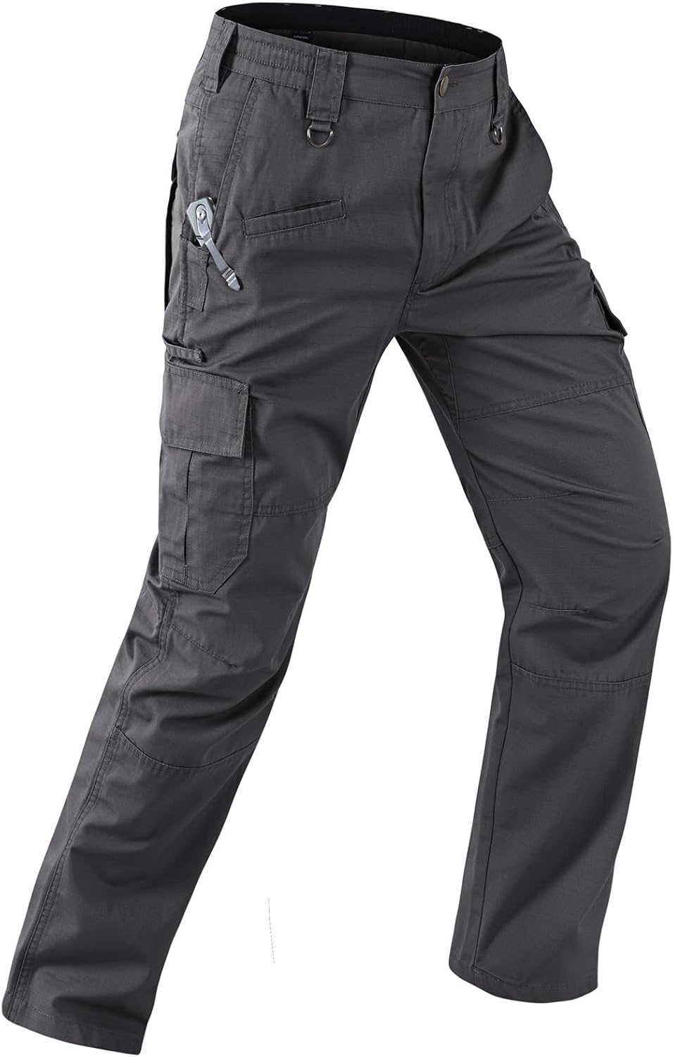 Detalle de Mens Work Pants: Water Resistant Elastic Waist Cargo Tactical Pants with 8 Pockets