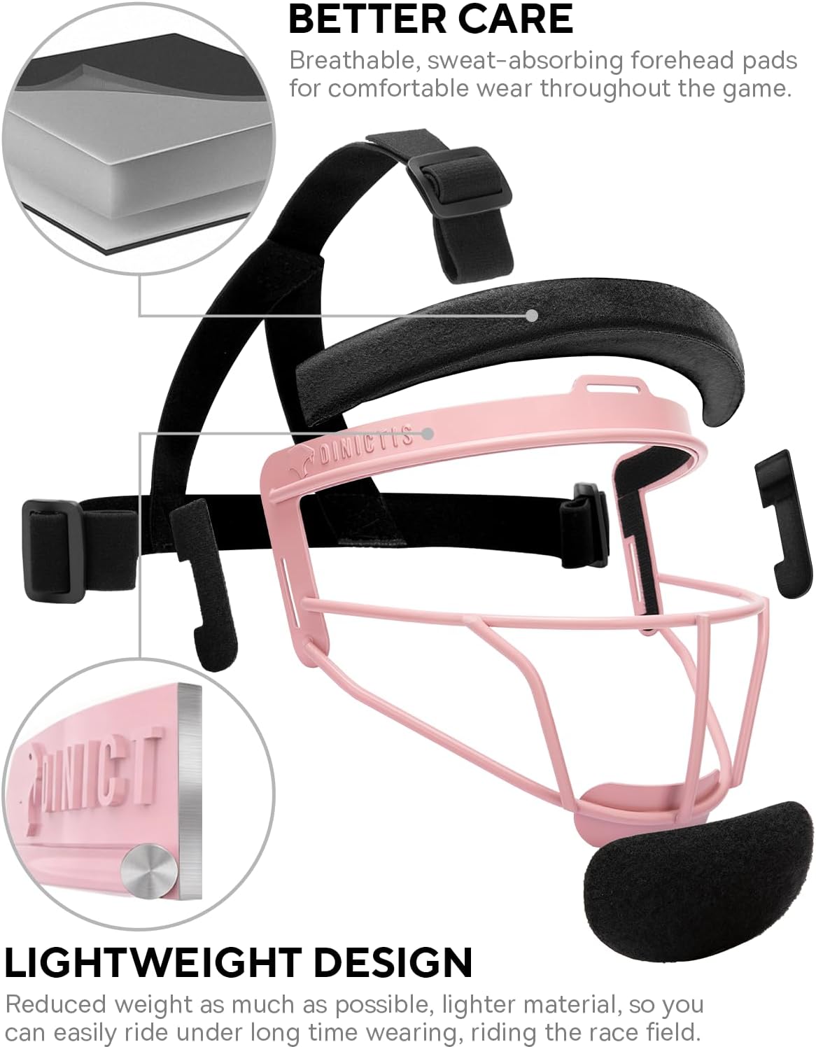 Detalle de Dinictis Softball Face Mask (Lightweight, Wide Field Vision) Protective Fielder’s Mask