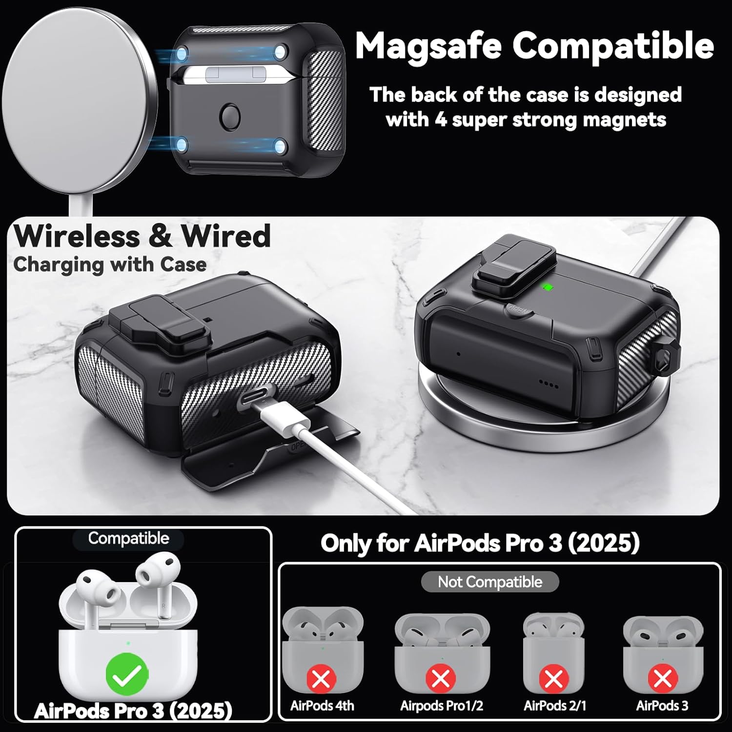 Thumbnail 5 de Ekoonpft AirPods Pro 3 Case with Safety Lock