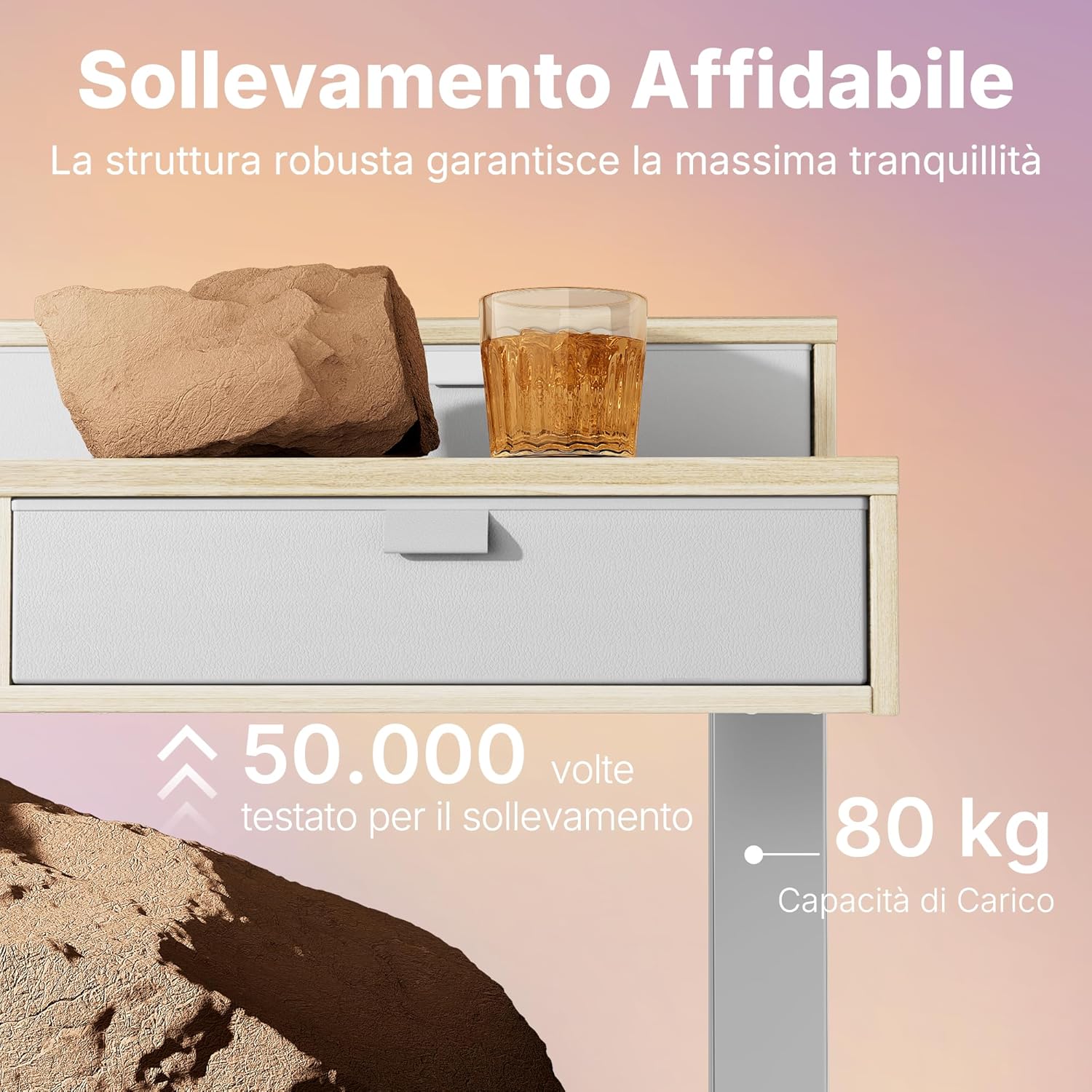 Detalle de HUANUO Scrivania Piccola 80 x 53 cm con Cassetti, Altezza Regolabile e Montaggio con Morsetto a C