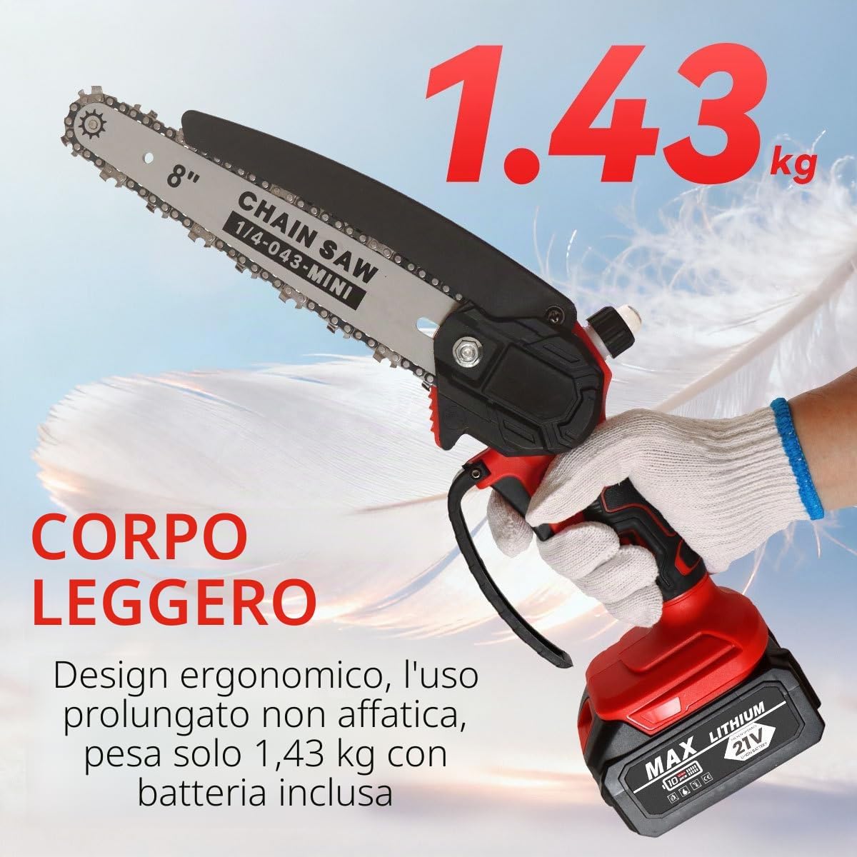 Detalle de 2 in 1 Potatore a Batteria con asta telescopica da 180 cm – Motosega e potatore portatile 8 pollici