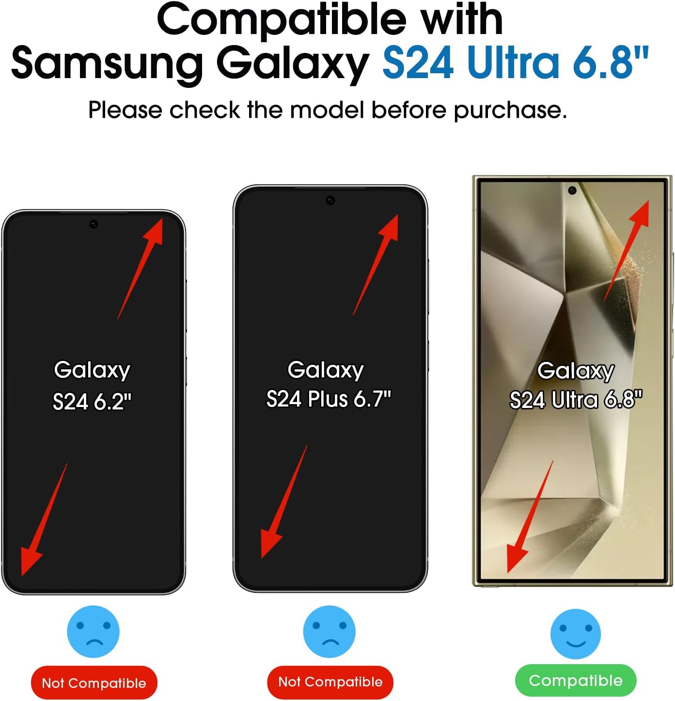 Detalle de amFilm 2 Pack OneTouch Tempered Glass Screen Protector for Samsung Galaxy S24 Ultra 5G