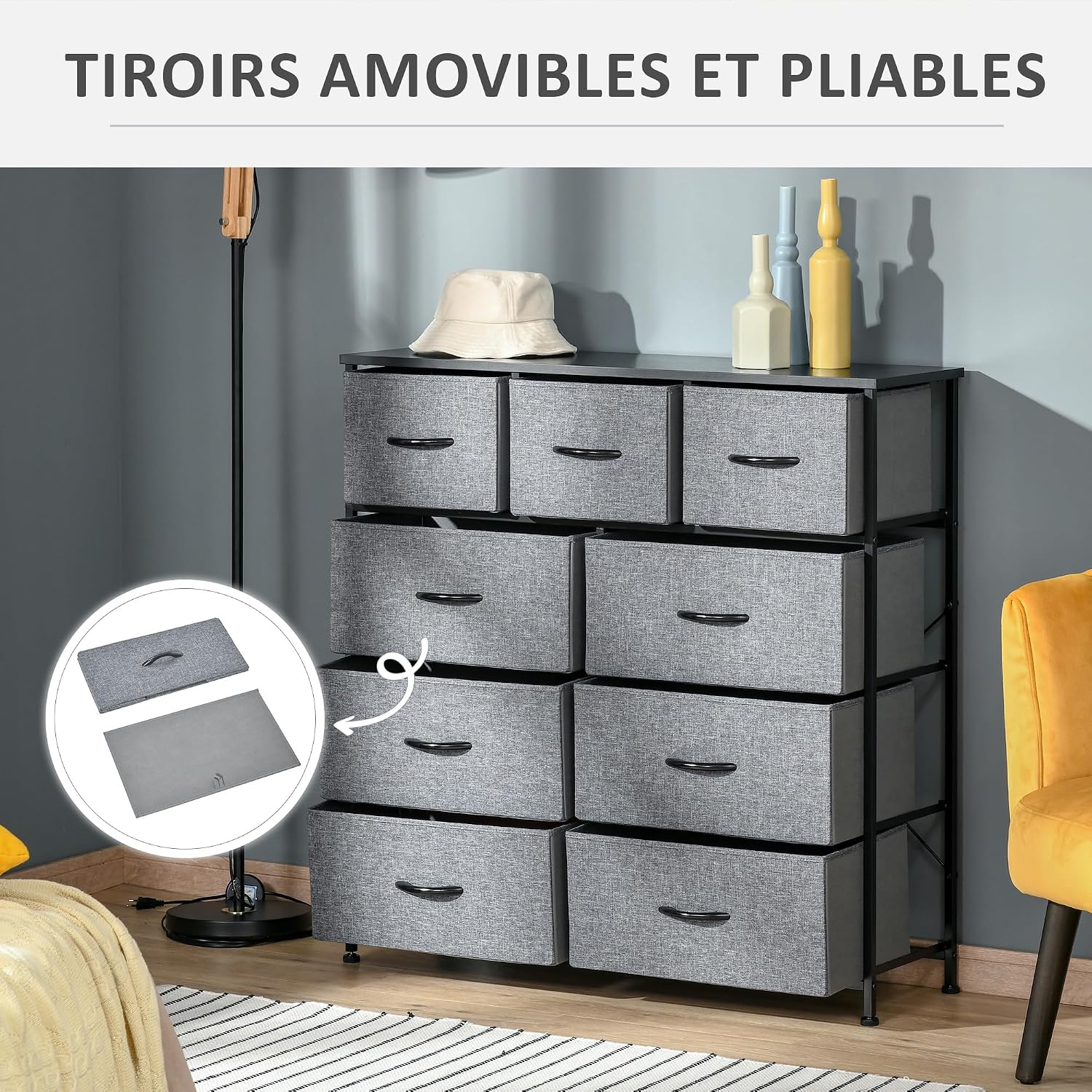 Thumbnail 5 de HOMCOM Commode 9 tiroirs 100 x 30 x 100 cm