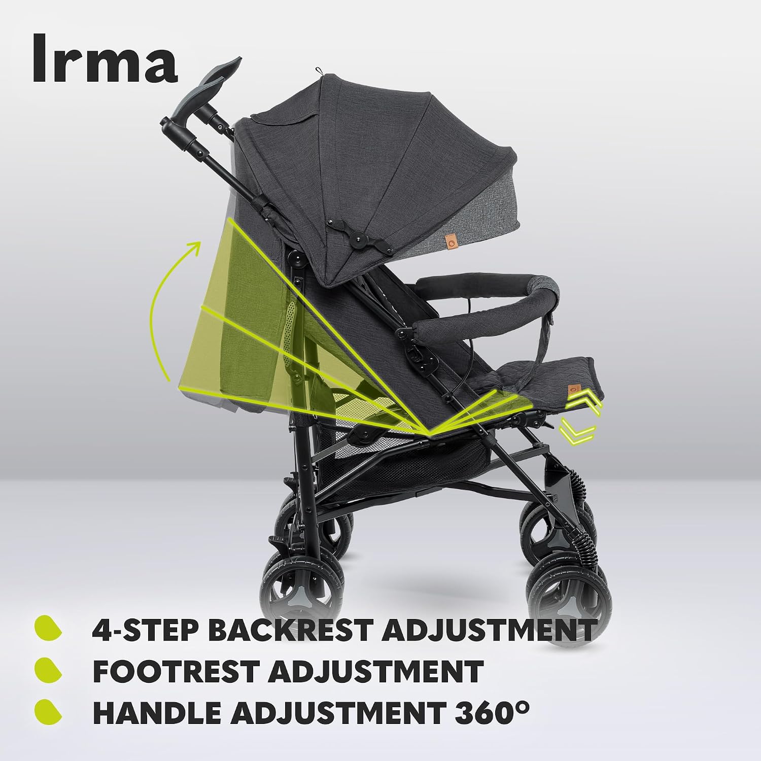 Thumbnail 3 de LIONELO IRMA Lightweight & Foldable Pram for Baby up to 3 Years: 360° Handles, Lie-Flat, and Mosquito Net