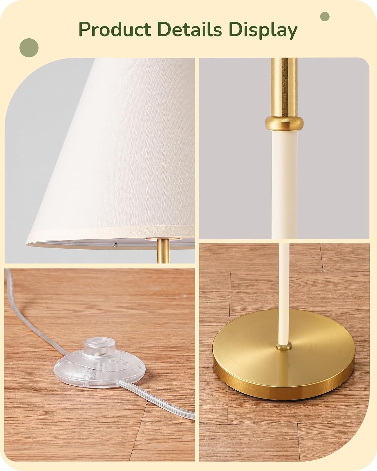 Detalle de EDISHINE Retro Floor Lamp 2700K LED