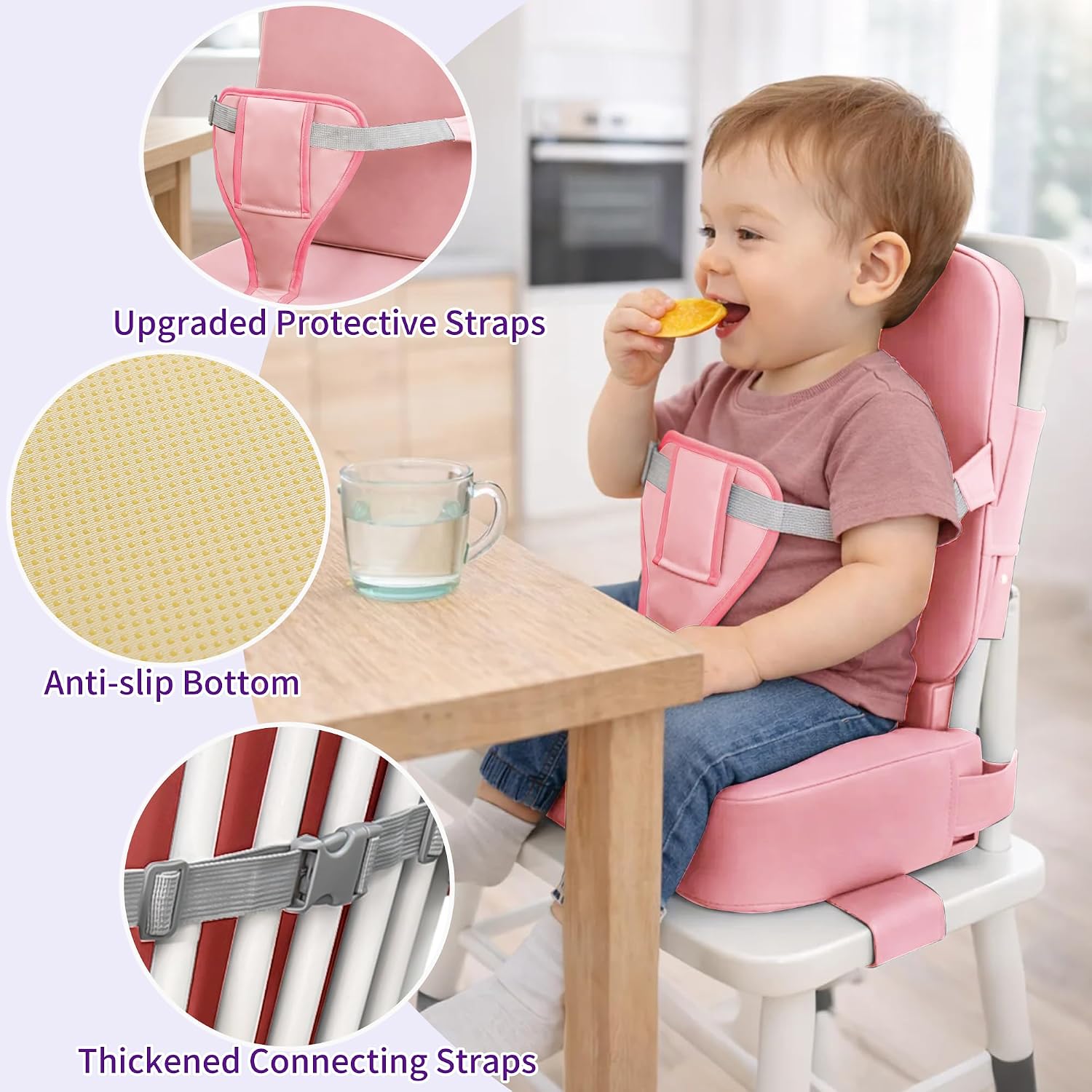 Detalle 1 de Toddler Booster Seat with Backrest and Waterproof PU Cushion