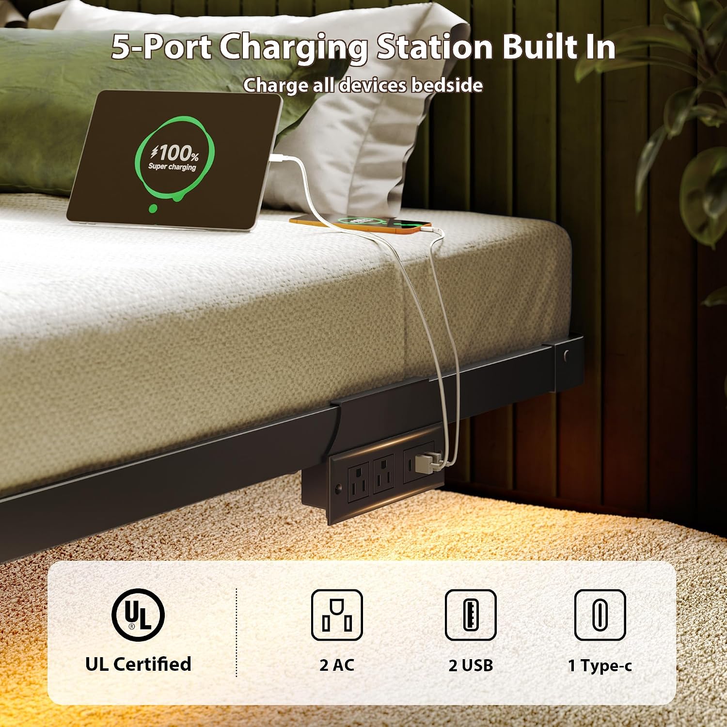 Thumbnail 4 de MORICAD Floating Bed Frame, Queen Size