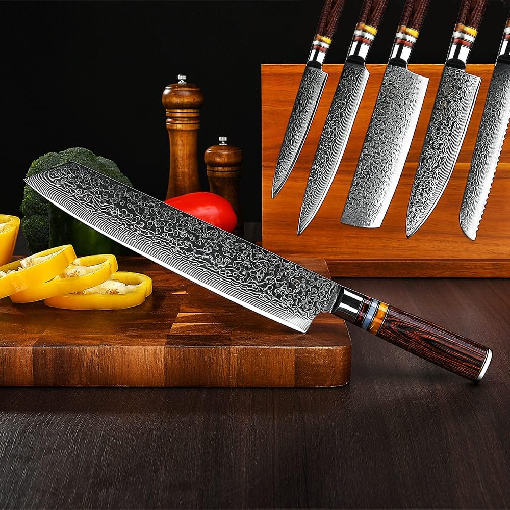 Thumbnail 1 de FANTECK 24 cm Kiritsuke Damastmesser (VG-10, 67 Schichten) mit ergonomischem Griff – Profi Chefmesser in Geschenkbox