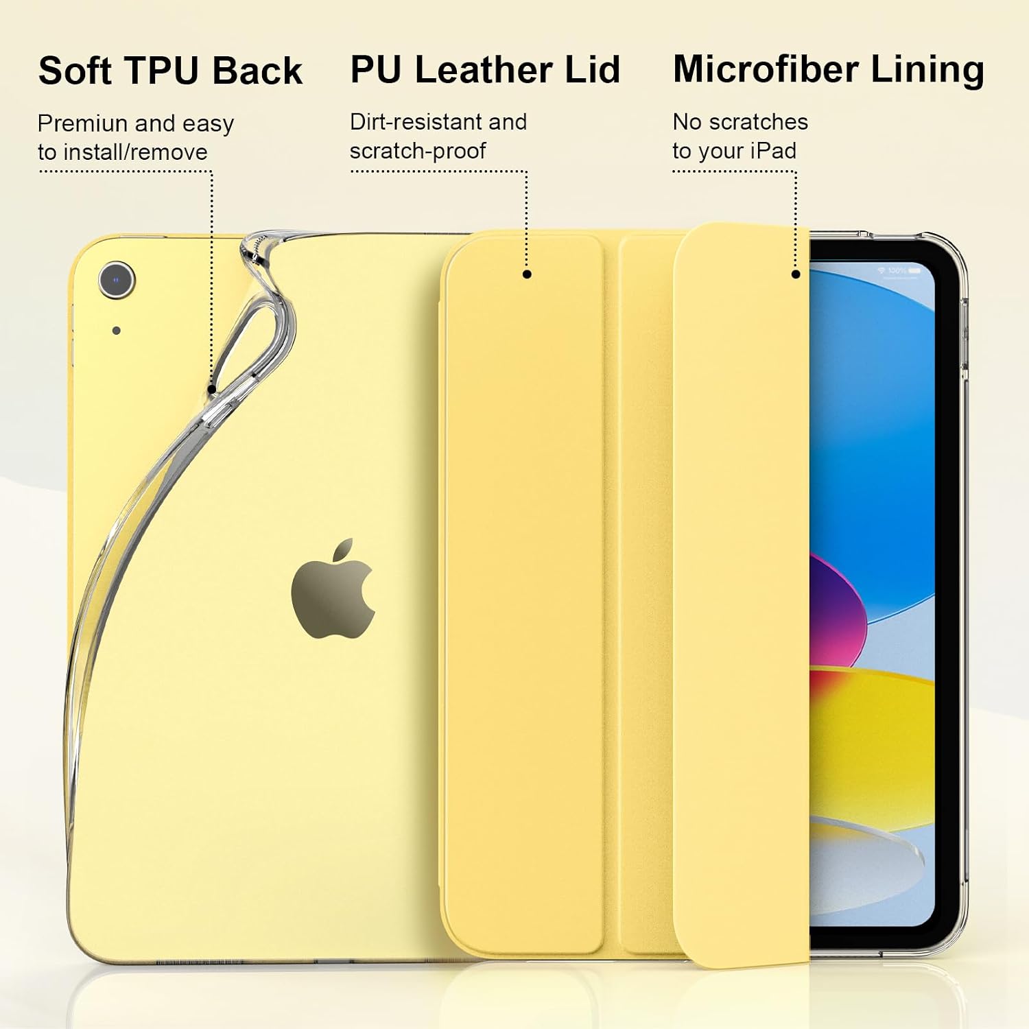 Thumbnail 4 de TiMOVO Case for iPad A16 11th Gen / 10th Gen 10.9in (2022) – Slim Translucent TPU Back with Auto Wake/Sleep