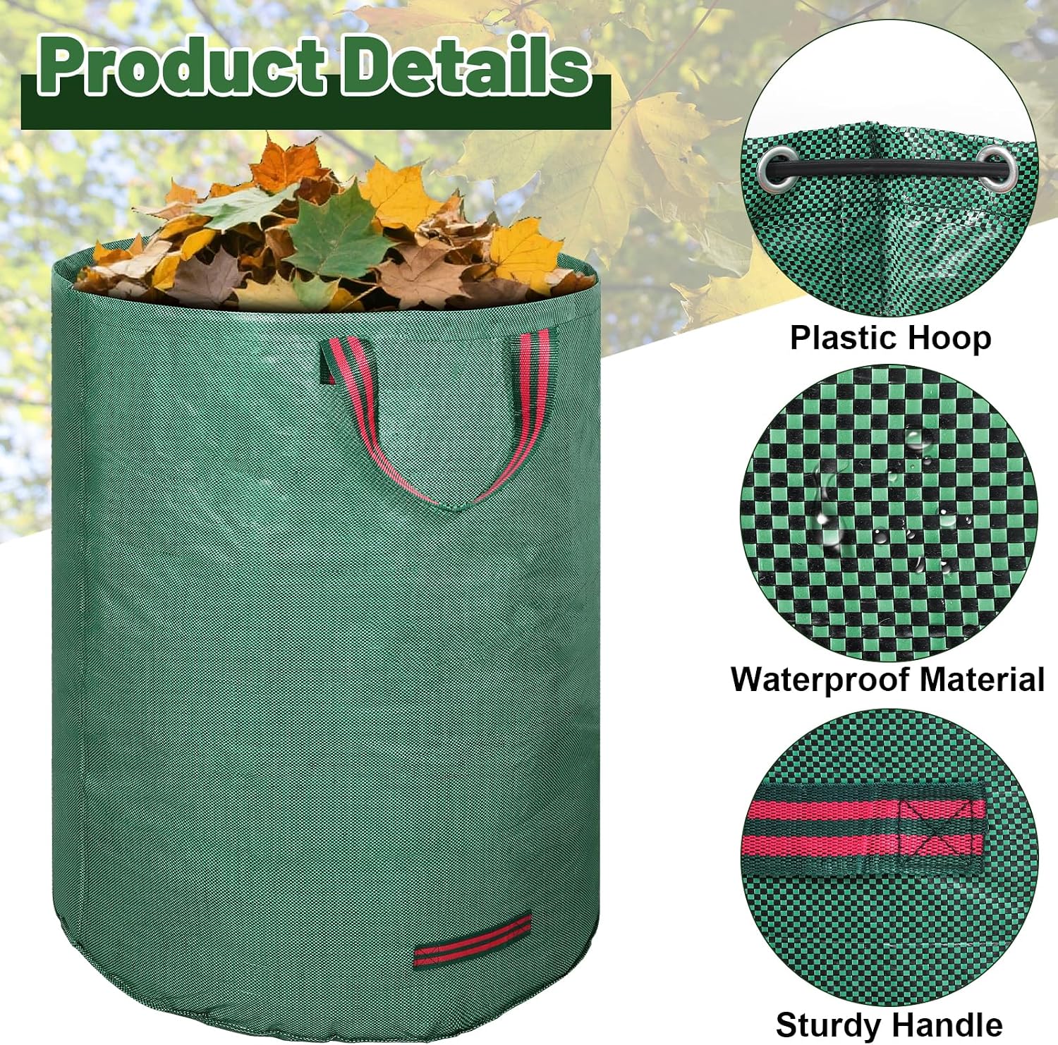 Detalle 2 de Dntorx 272L garden waste bags, 2 pack