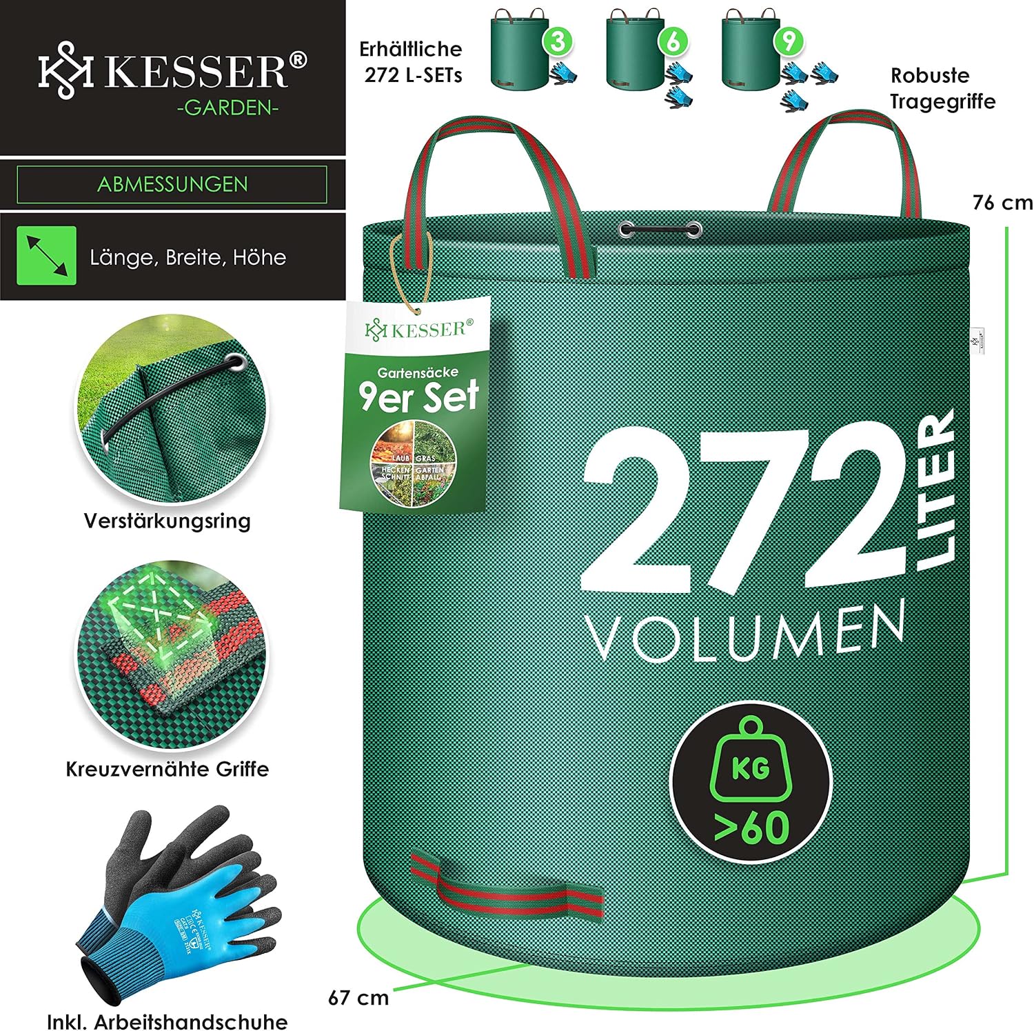 Thumbnail 6 de KESSER® Set de sacos de jardín, 9 pcs
