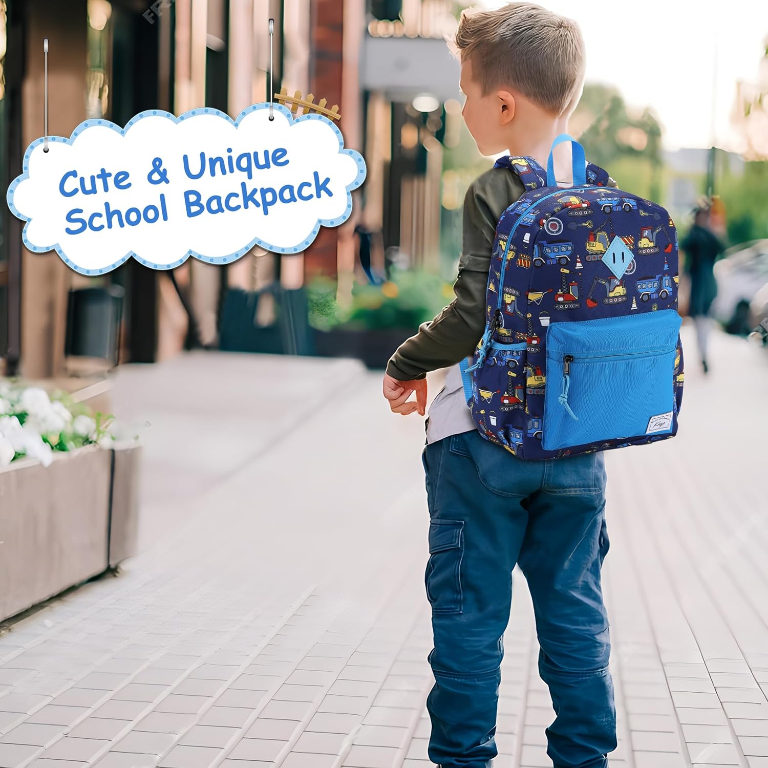 Detalle 2 de Kasgo Kids Backpack for Boys Girls (13L) – 29×12×38cm school bag with chest strap and water bottle holders