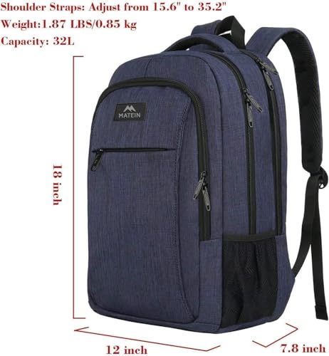 Thumbnail 4 de MATEIN Travel Laptop Backpack 15.6" Slim Rucksack – Practical Everyday Carrier