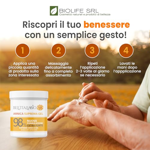 Detalle de Bell’Italia Bio Arnica per Cavalli Uso Umano Suprema 550 ml – Gel Forte 98% per Recupero Muscolare