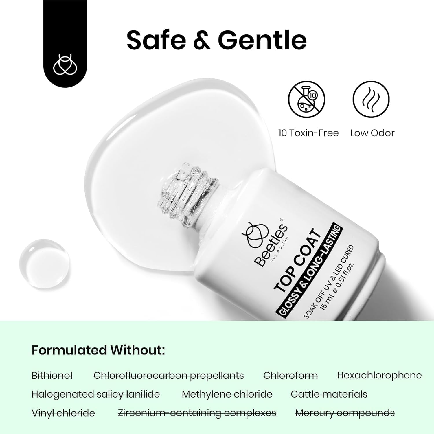Detalle 2 de Beetles Gel Base and No Wipe Top Coat 15ml ๐