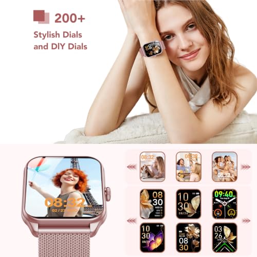 Detalle de Taopodo JX637 Damen-Smartwatch mit Telefonfunktion – 1,83 Zoll Touchscreen, 120+ Sportmodi, IP68 Rose