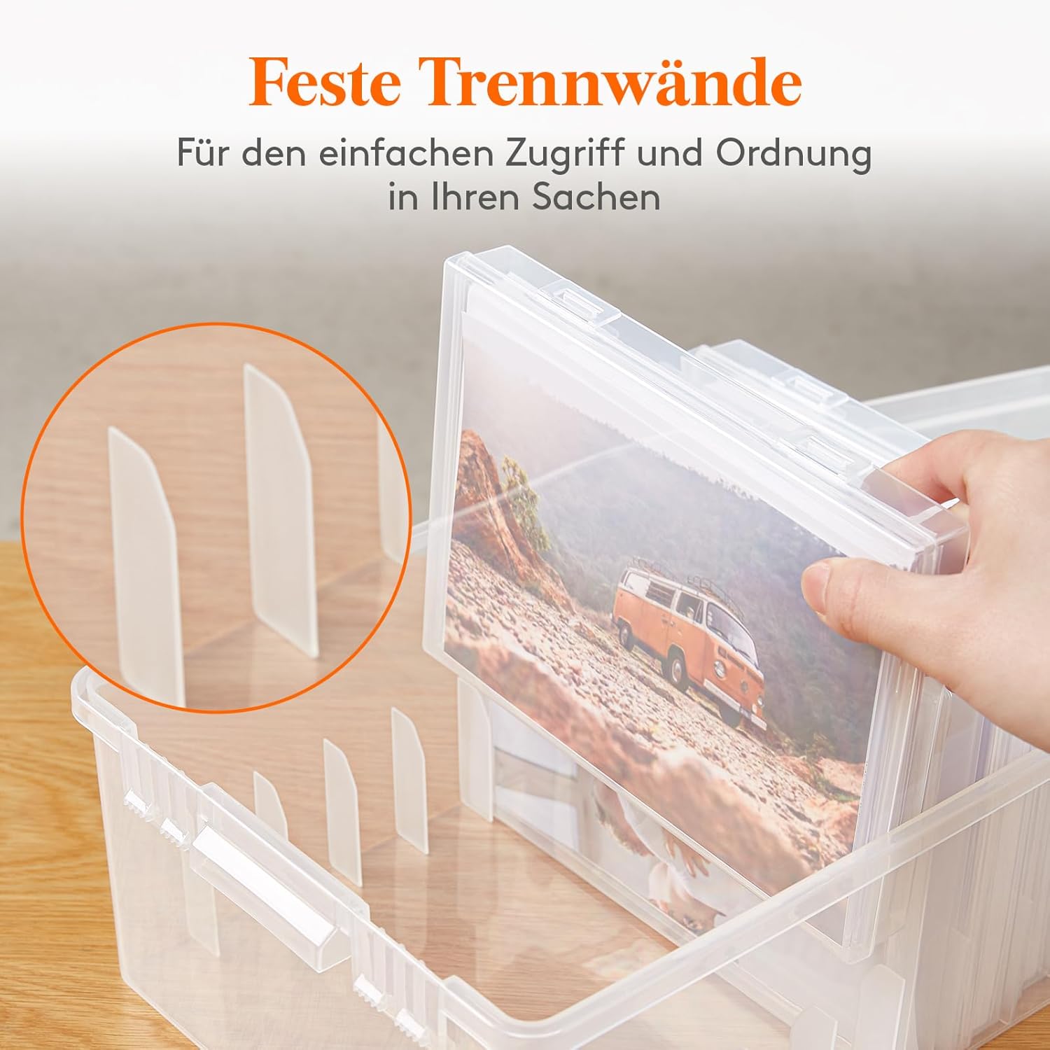 Thumbnail 3 de Lifewit Foto-Aufbewahrungsbox mit 9 Innenhaltern (13x18 cm / 5R), transparentes Kunststoff-Organizer-Set, 2 Stück