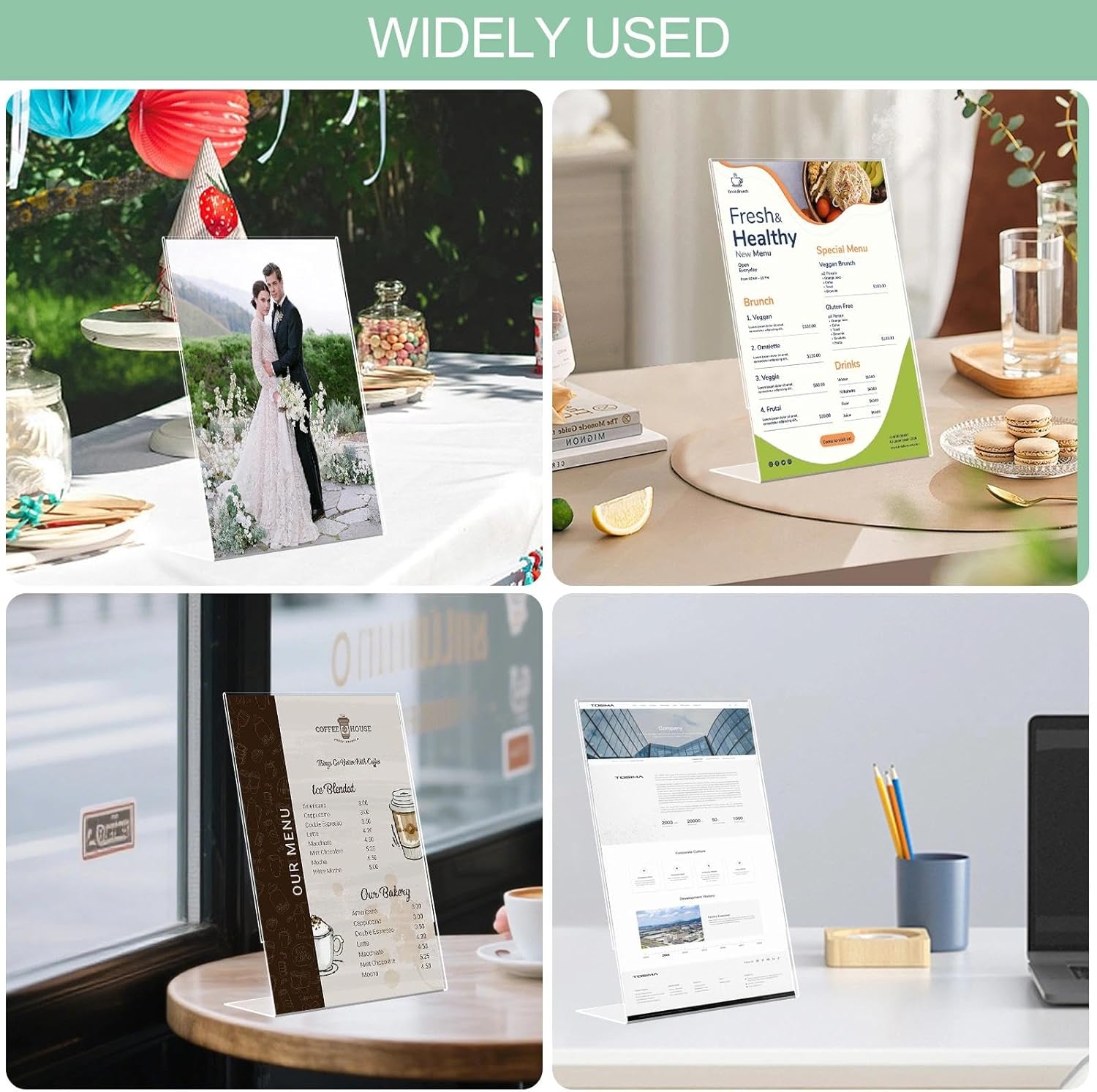 Thumbnail 4 de Comzantor 6 Stück L-Form Aufsteller – transparente Acryl-Tischaufsteller für A4-Dokumente