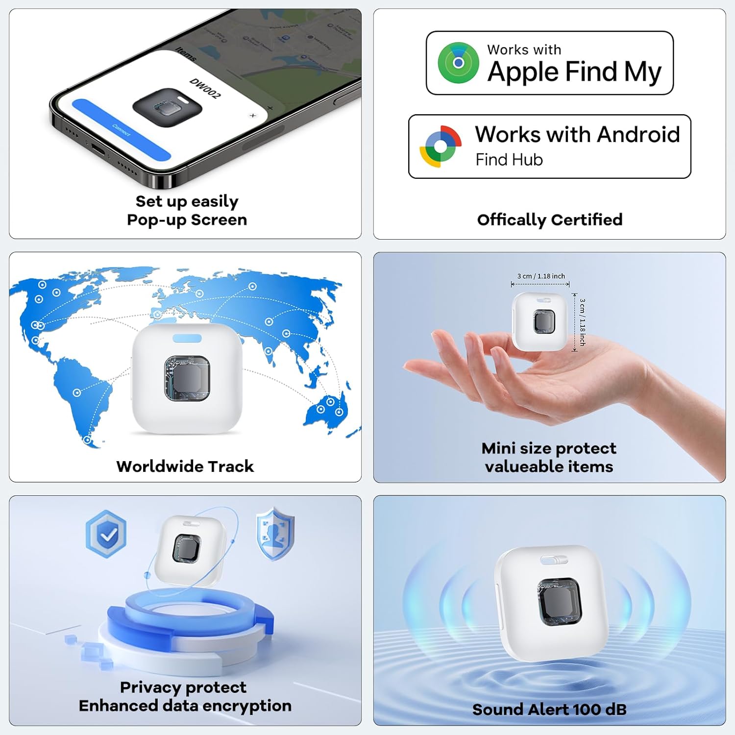 Thumbnail 6 de 2026 Upgrade Air Tracker Tags-4 Pack (White) – DW002 Dual-System Tracker Tag
