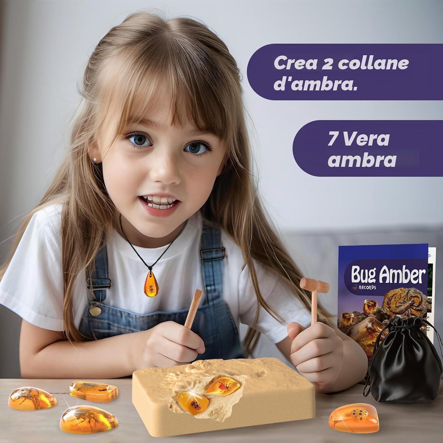 Detalle de EDUMAN Set di Scavi in Ambra per Bambini – Esplora Fossili eInsetti con Strumenti Educativi