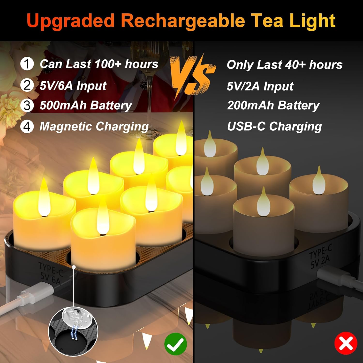 Detalle 1 de YiaMia Rechargeable Tea Lights 12-Pack