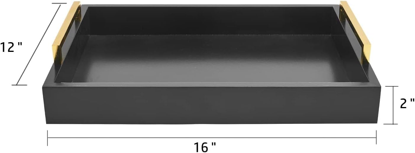 Detalle de Moonlit Pond 19465051- Black Serving Tray, 40 x 30 cm with Handles