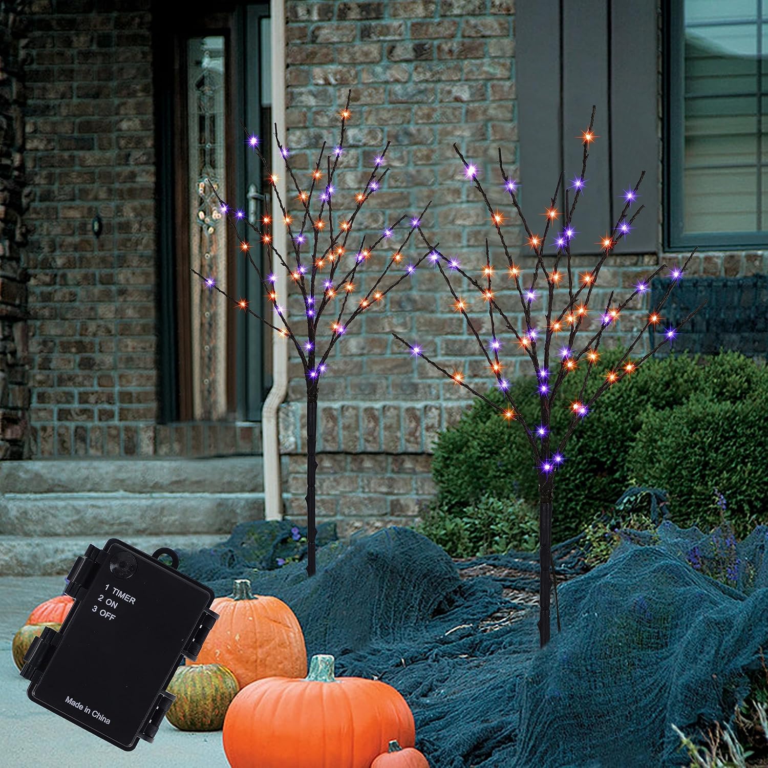 Detalle 1 de LJLNION Lighted Halloween Branches, 30-Inch Black Twigs, 100 LEDs and Timer