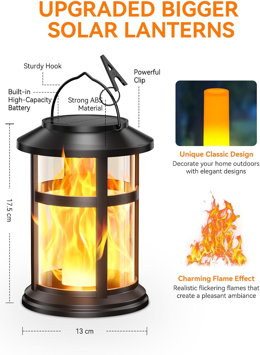 Thumbnail 3 de GEARLITE Solar Lights Outdoor Garden 2-Pack, IP65 Waterproof Flickering Flame Lanterns
