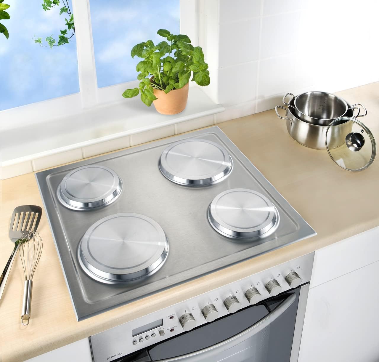 Detalle 2 de WENKO 2235504100 Stainless Steel Electric Hob Covers, Set of 4