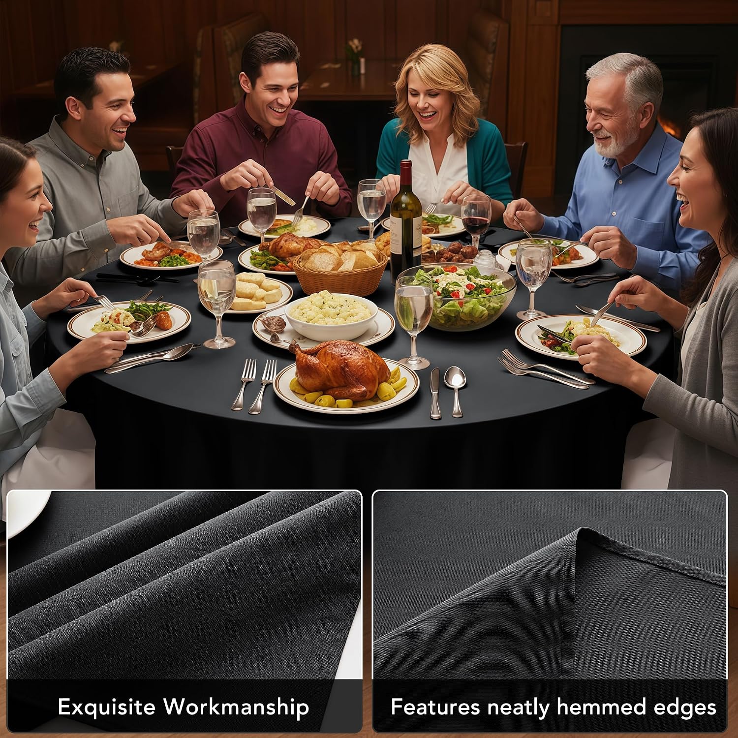 Thumbnail 3 de Dailyset 6-Pack Black Round Tablecloths 120 Inch