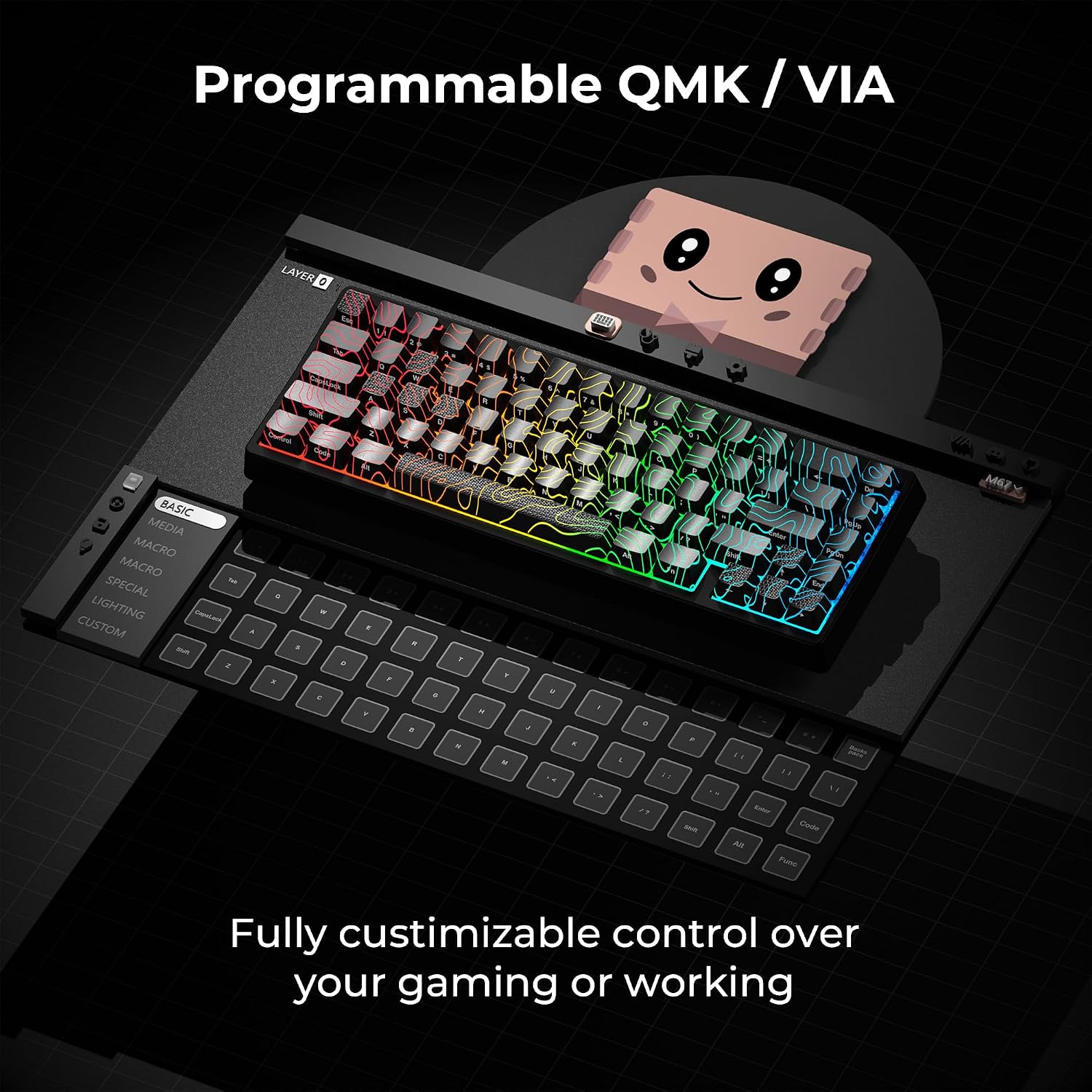 Detalle de HITIME x XVX M67 xh-M67WX-heise 60% Wireless Mechanical Keyboard, RGB
