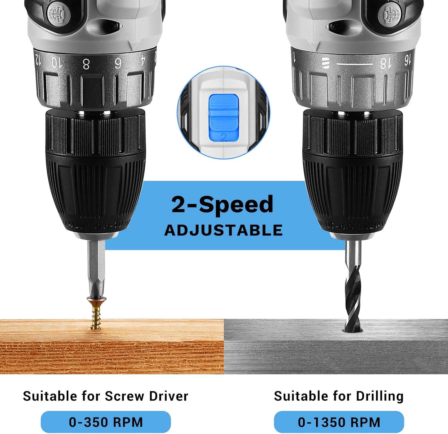 Thumbnail 3 de DEKOPRO 20V Cordless Drill Kit for Women — Portable, Practical Power Drill with Battery and Charger