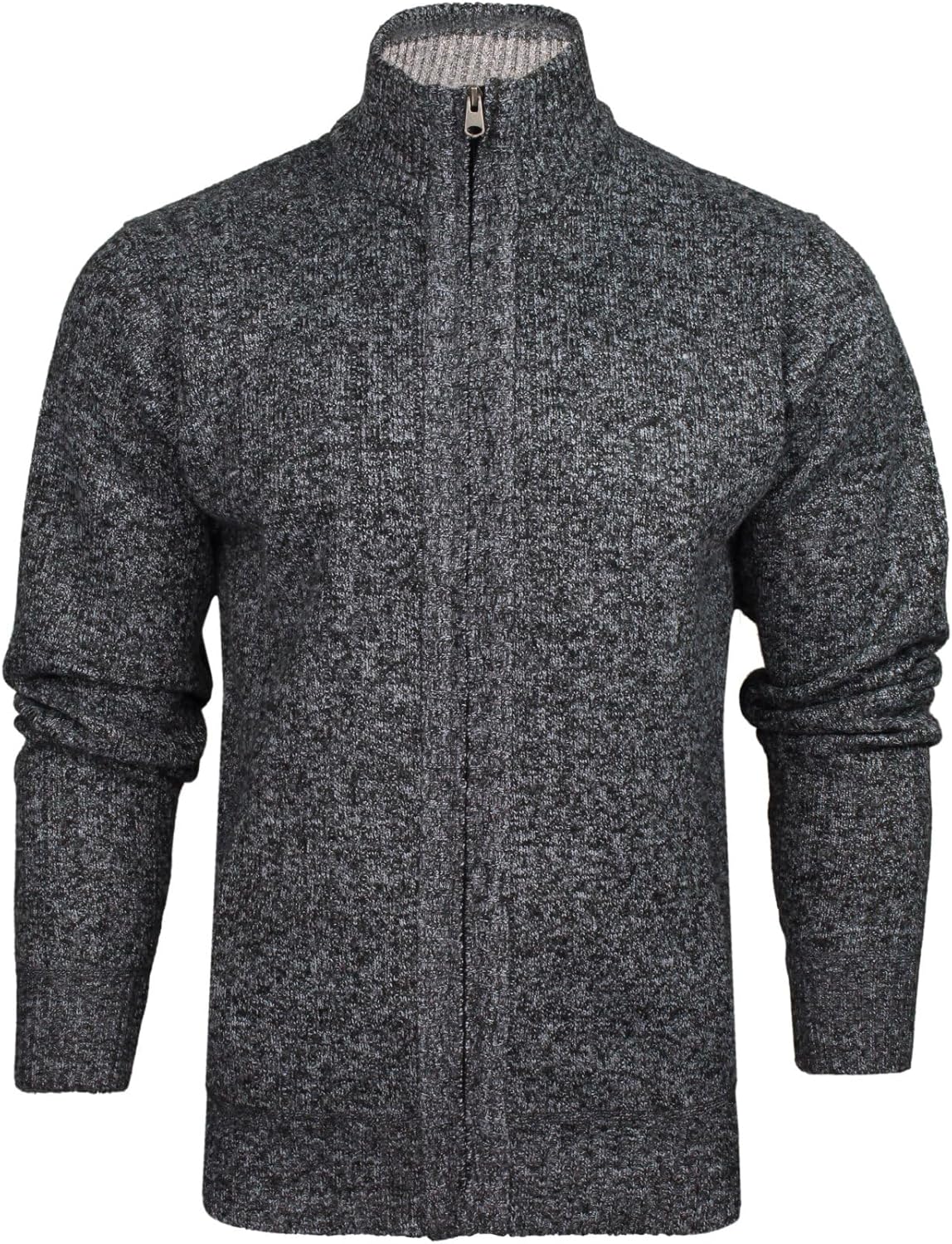 Detalle 2 de Xact Mens Zip Up Cardigan, Fleece-L lined Knit Winter Jumper with Funnel Neck, Regular Fit