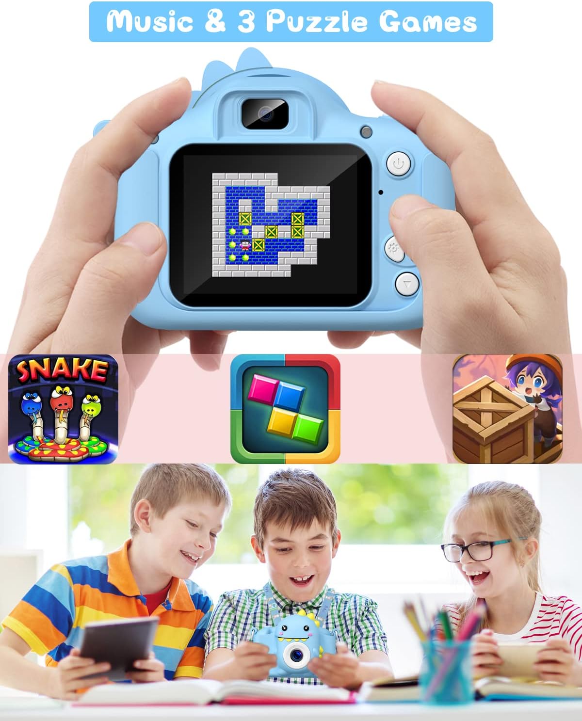 Thumbnail 5 de Gofunly Kinderkamera 1080P mit 2,0-Zoll-Display, Selfie & 32GB-Karte (für 3–12 Jahre) – Blau