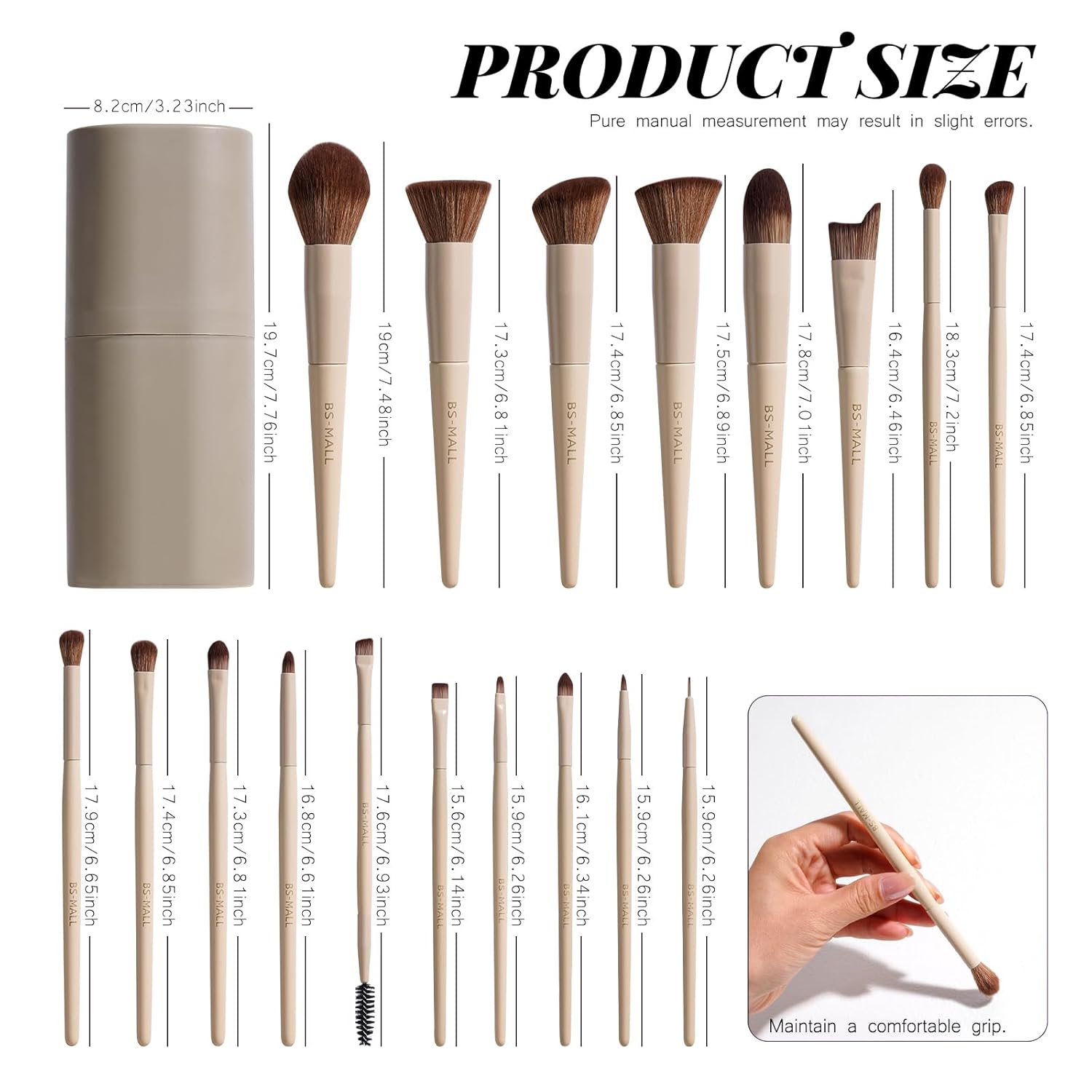 Thumbnail 2 de BS-MALL 18-Piece Professional Makeup Brush Set with Travel Case (Matte White Beige)