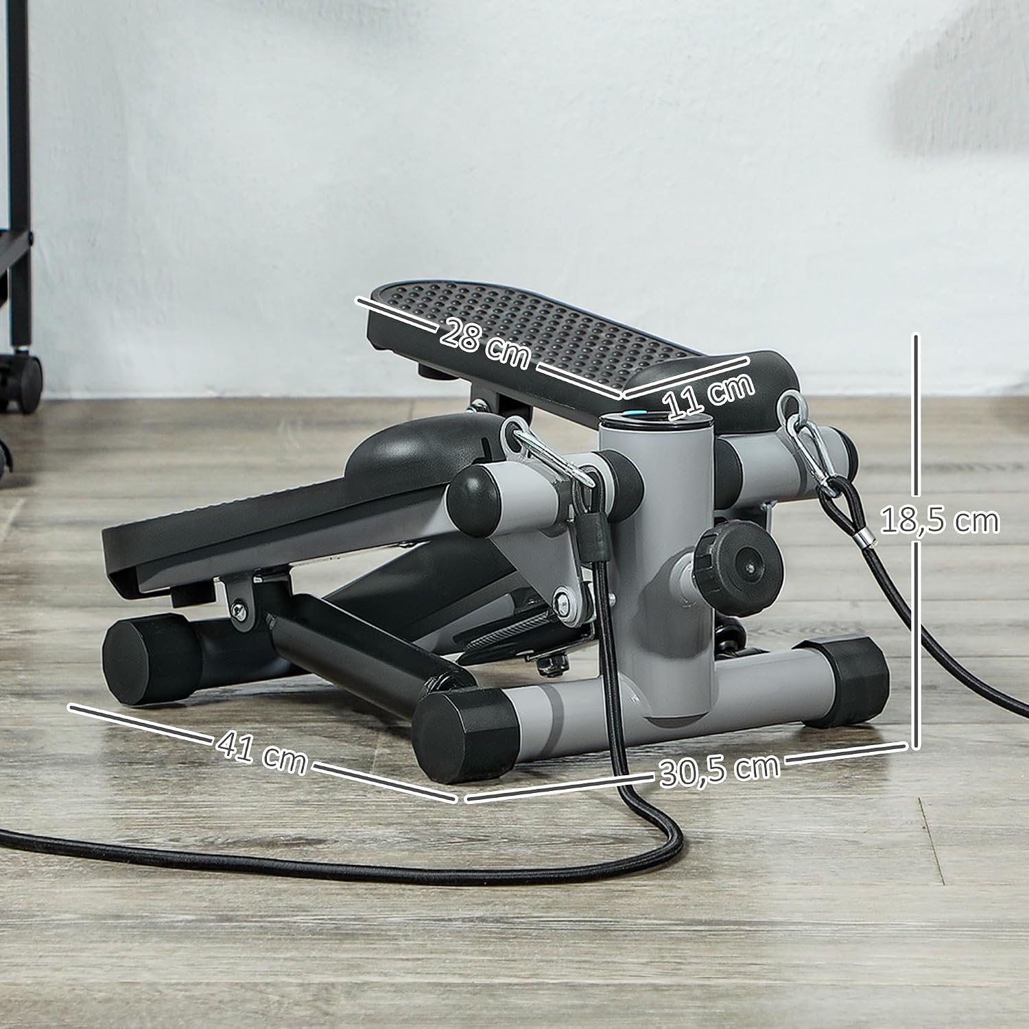 Thumbnail 6 de SPORTNOW A90-371V00GY mini-fitnessstepper met weerstandsbanden en lcd-display