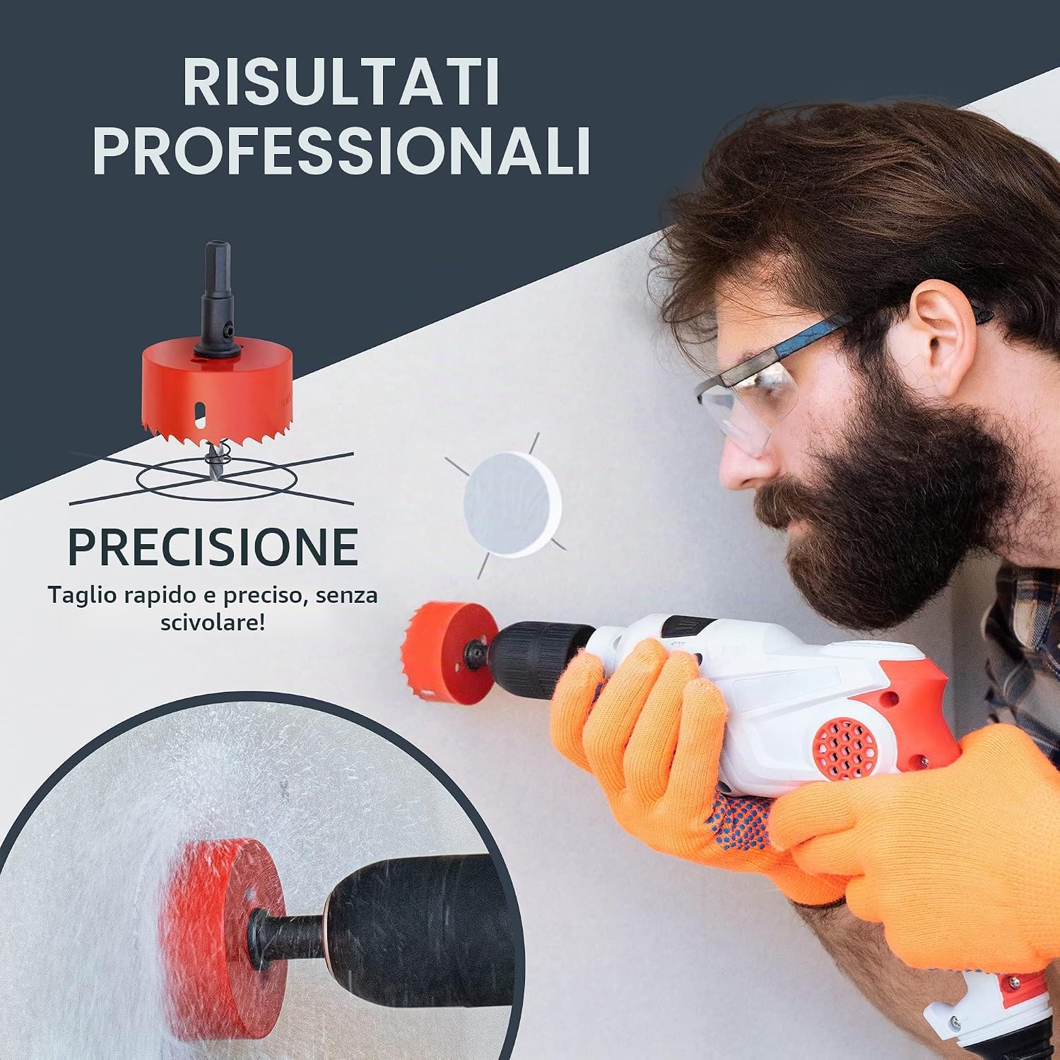 Thumbnail 2 de BAURIX® Sega a Tazza bi-metallica [60mm] – Fresa a Tazza per legno e metallo, compatibile con trapano a viti hex 10 mm