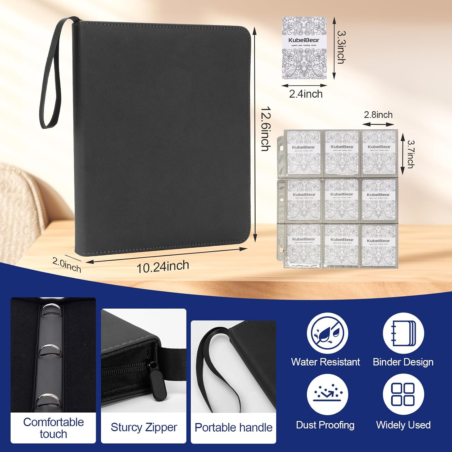 Detalle 2 de Card Binder 720 Capacity Zippered 9-Pocket 🎴