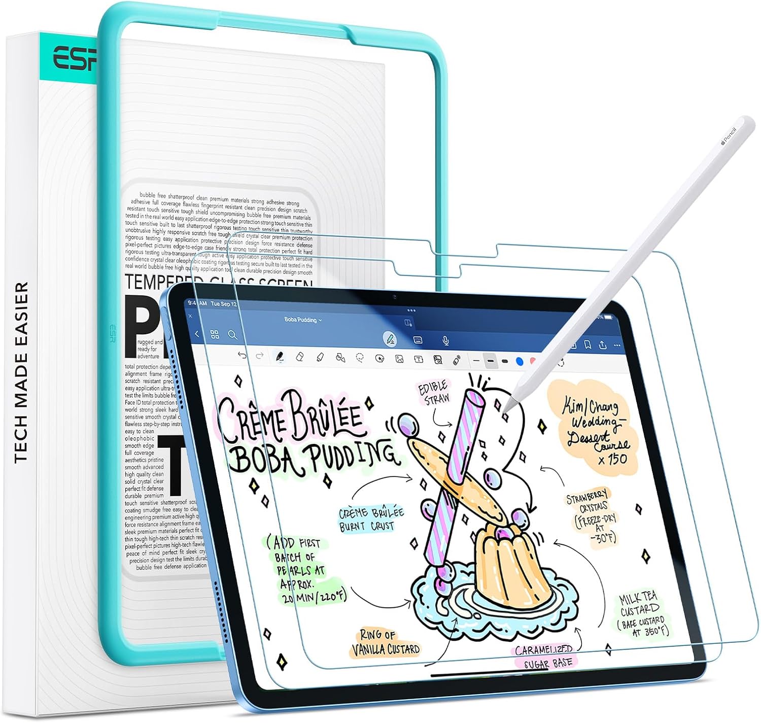 Detalle de ESR Paper-Feel iPad screen protector 2-pack