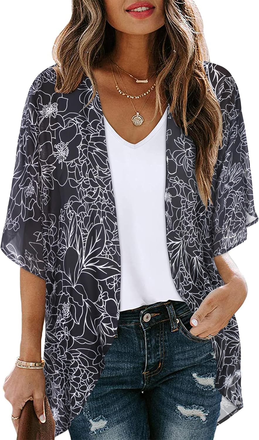 Detalle de CHICGAL kimono cardigan Floral cover-up