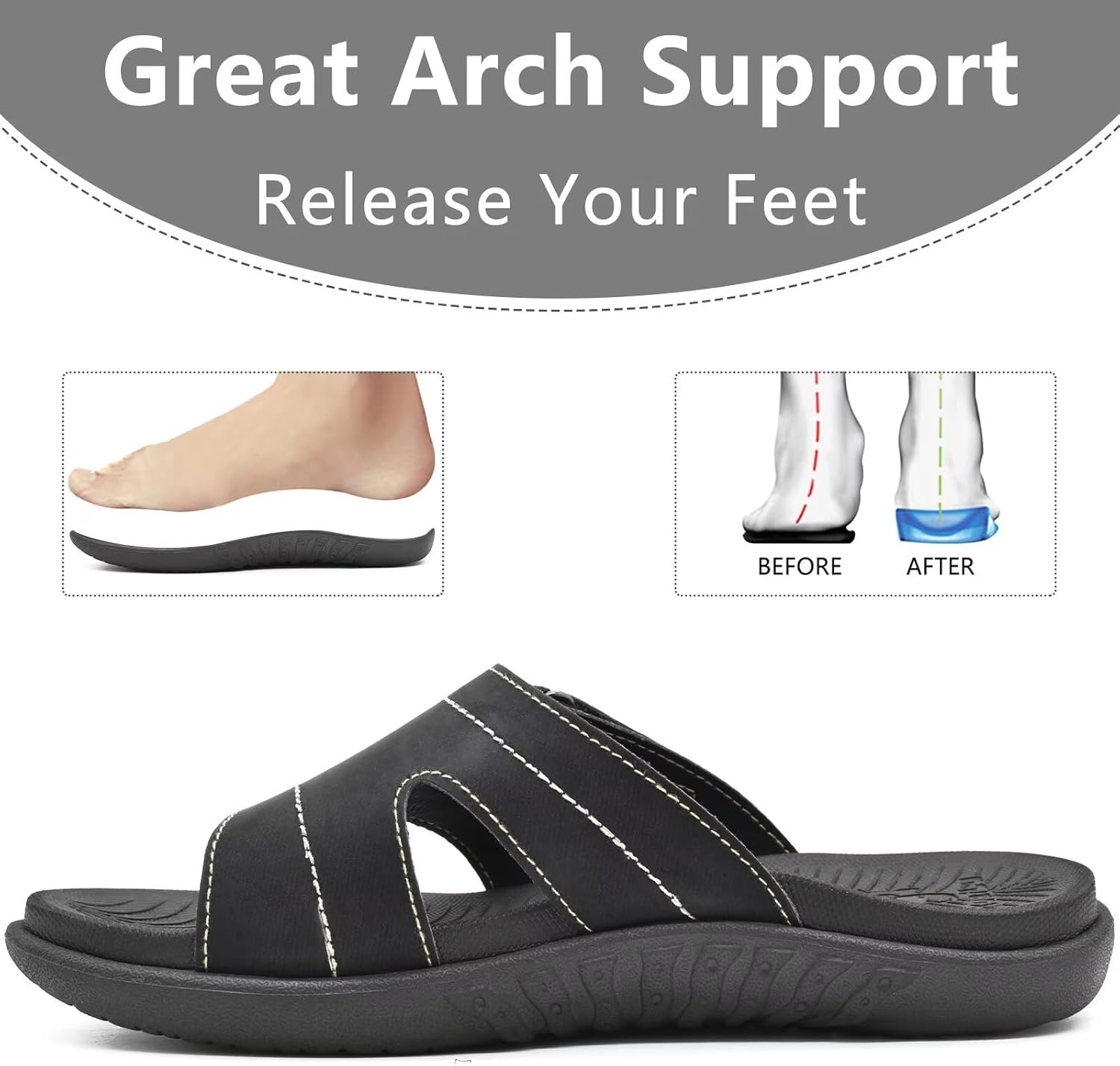 Thumbnail 5 de KuaiLu Womens Orthotic Slides with Arch Support — Lightweight Athletic Yoga Mat Sandals