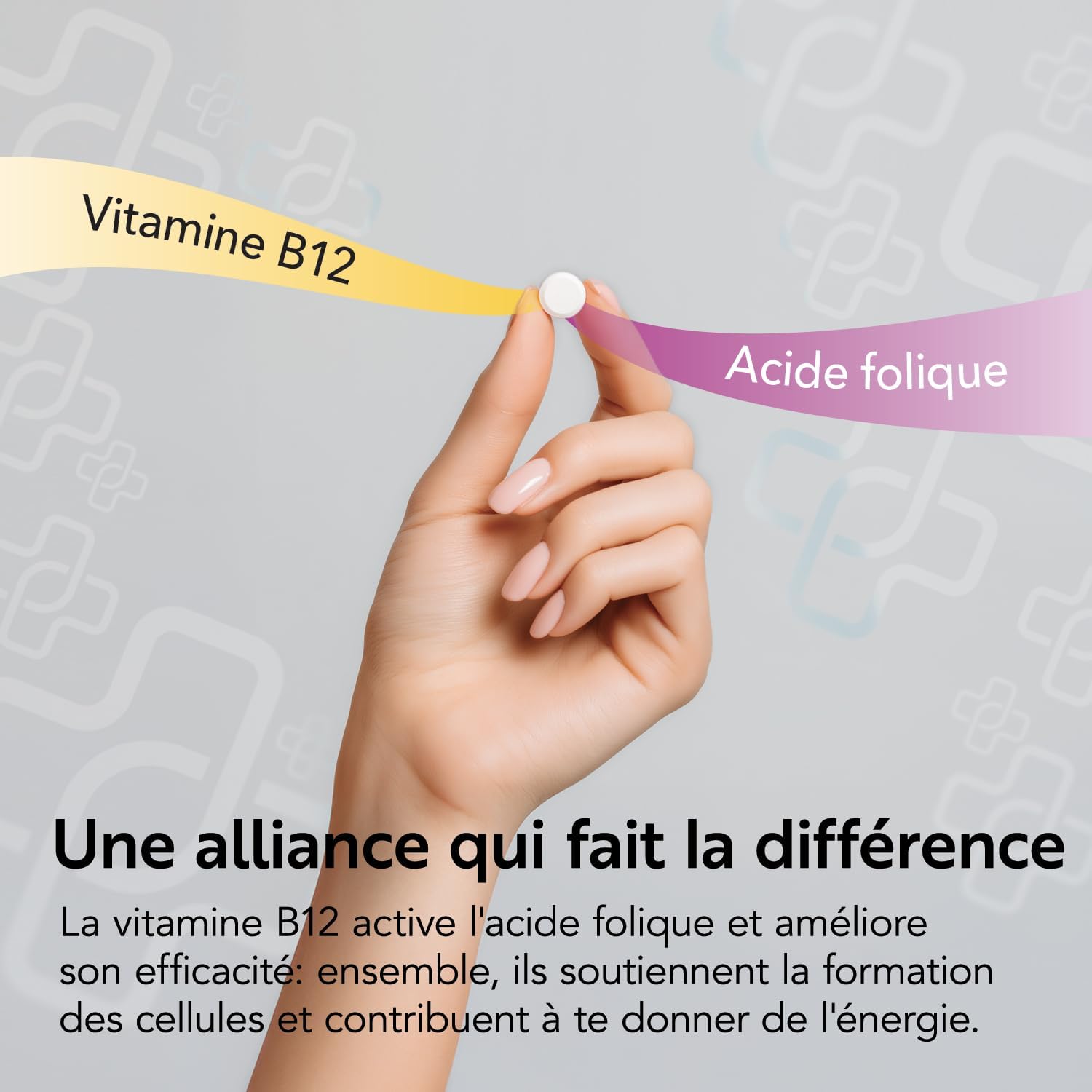 Detalle 2 de +LIFE Acide folique 400 µg avec B12 – 160 comprimés, 1 par jour
