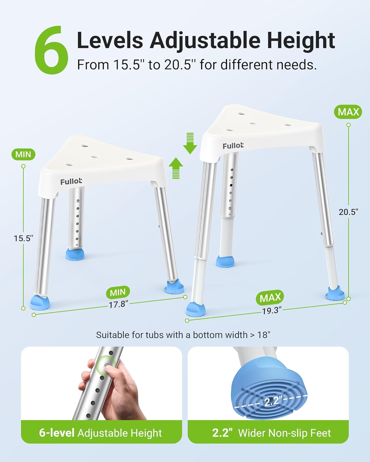 Thumbnail 5 de Space-Saving Triangular Shower Chair for Inside Shower